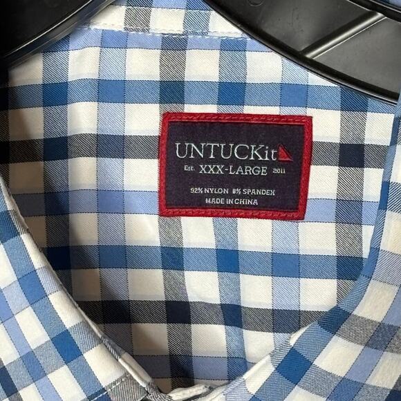 UNTUCKit Men's Blue Gingham Check Easter Springtime Button Down Size XXXL - Picture 3 of 10